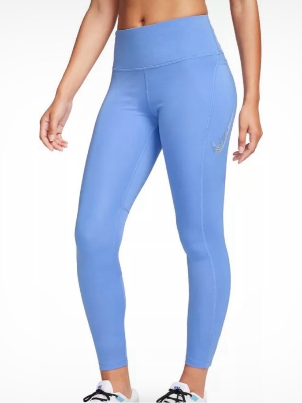 Nike Perforated Swoosh High-Rise Blue Leggings 7/8 tight fit polar diffused blue